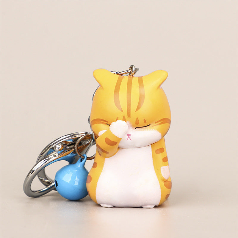 Resin Keychain Chain Orange Cat Bell