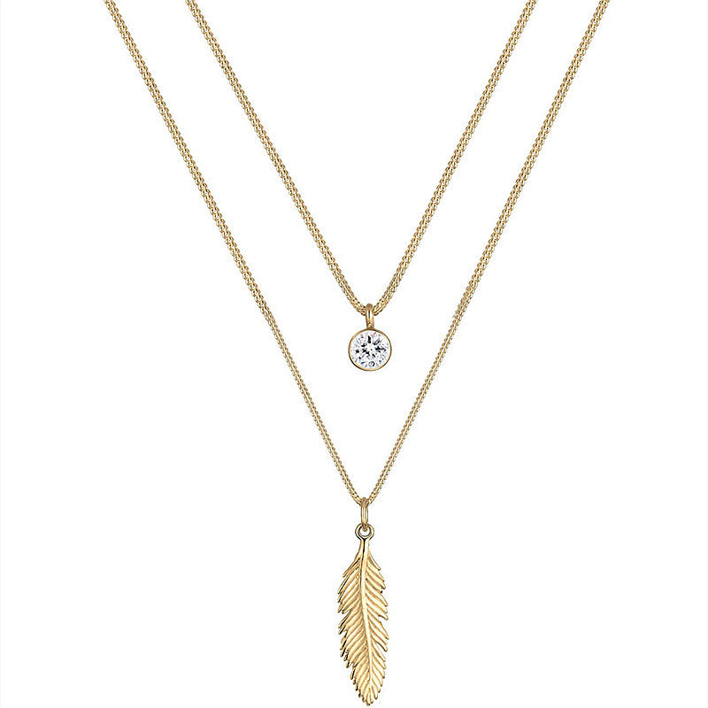 Women's Bohemian Vintage Feather Pendant Necklace