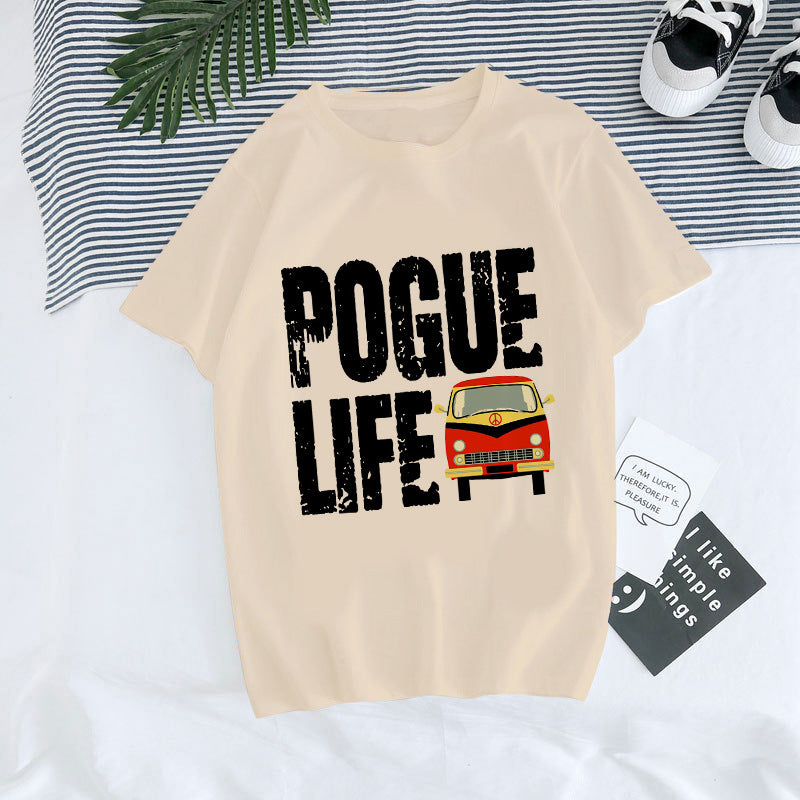 European And American Digital Round Neck Printed Summer T-shirt