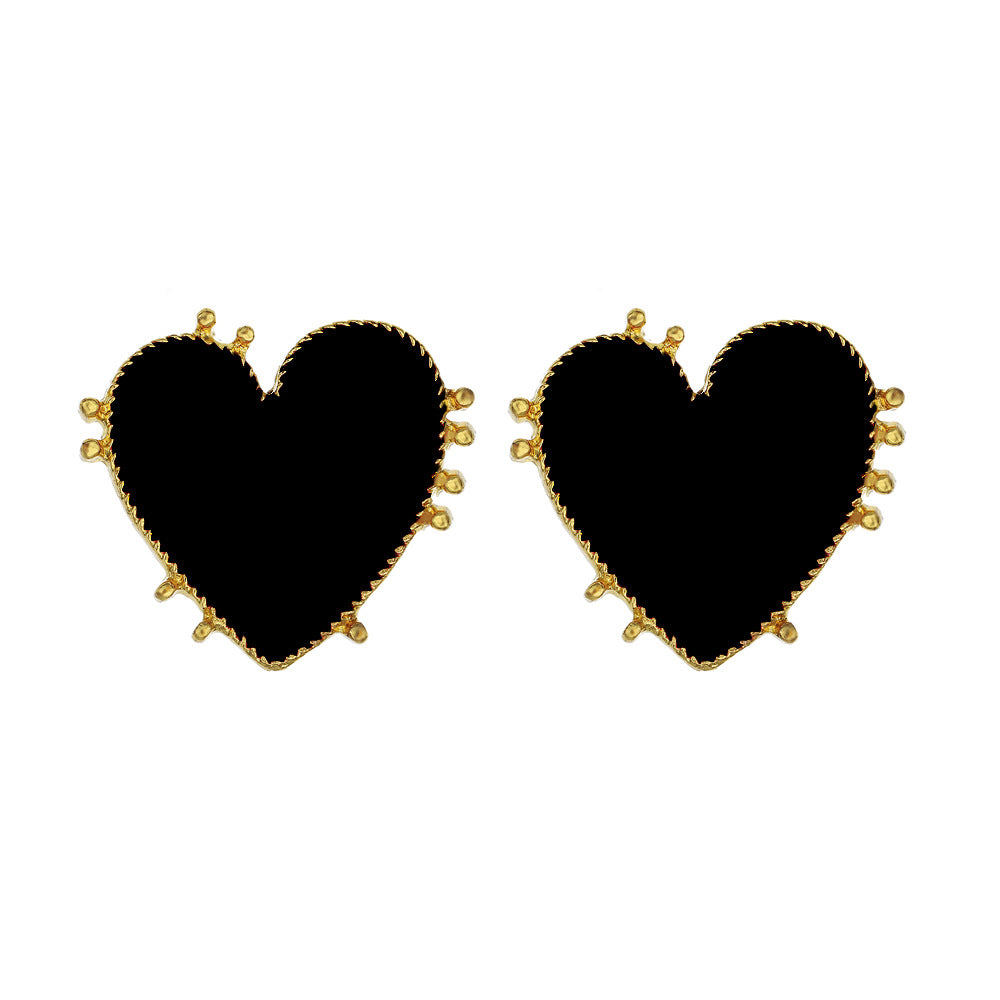 European And American Retro Alloy Oil Drop Peach Heart Ear Studs