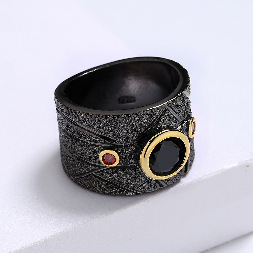 New Geometric Black Retro Baroque Party Ring