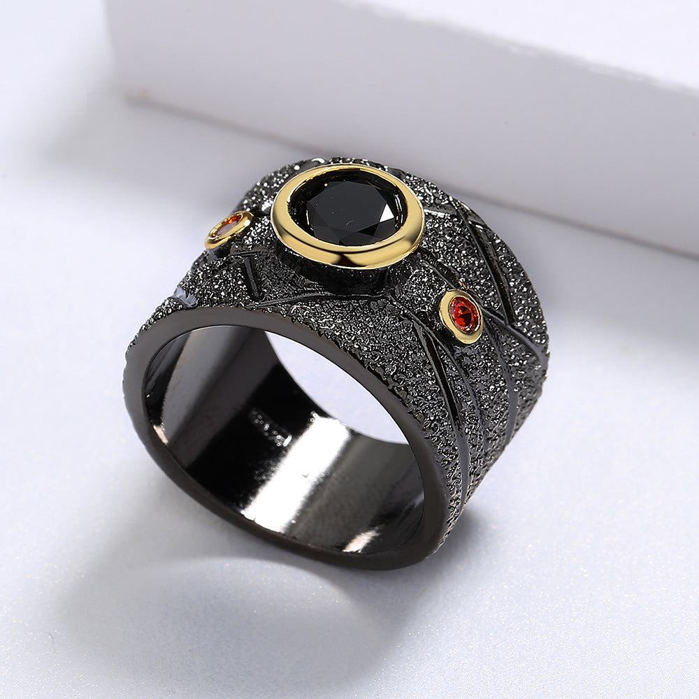 New Geometric Black Retro Baroque Party Ring