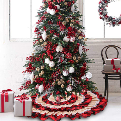 Linen Christmas tree mat pleated tree skirt