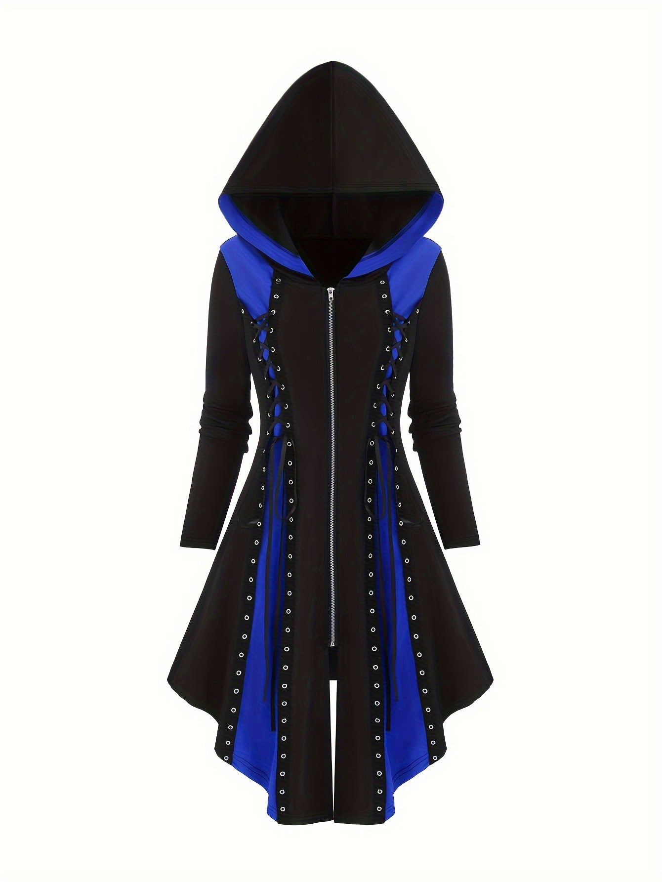 Gothic Style New Hooded Color Matching Mid-length Dress