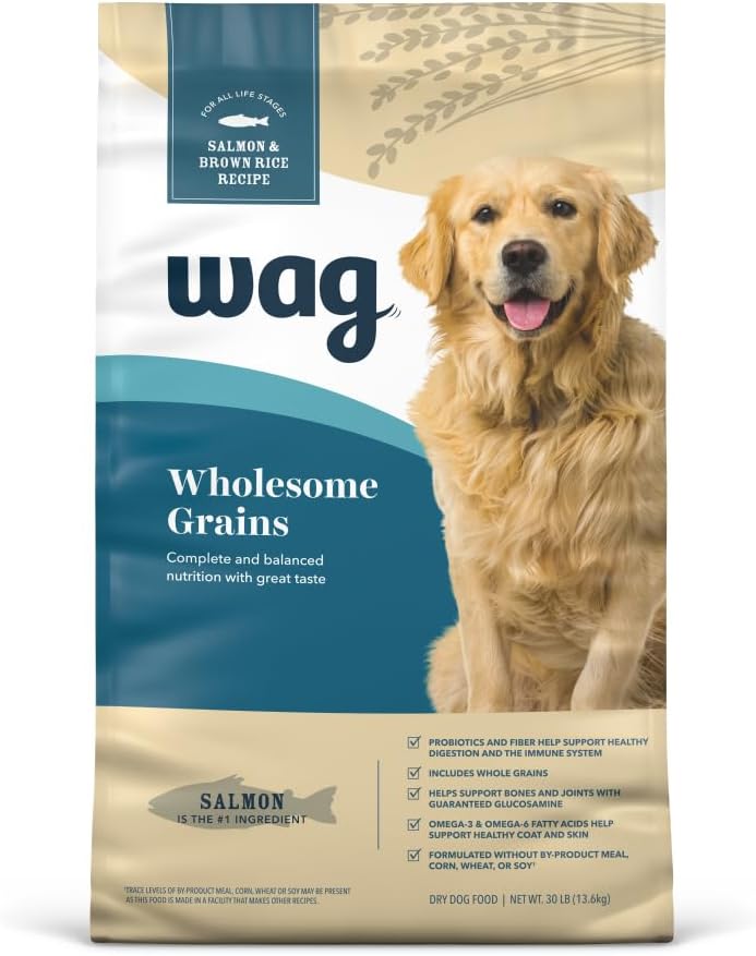 Wag Dry Dog Food with Salmon and Brown Rice, 30 lb Bag