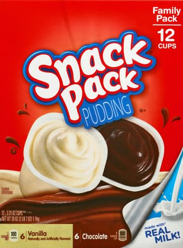 Family Pack of 12 Chocolate and Vanilla Flavored Pudding Cups by Snack Pack