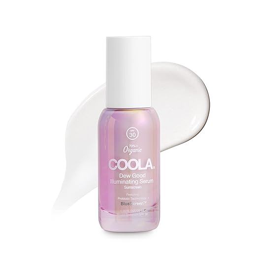COOLA Organic Dew Good Serum: SPF 30, Derm-Tested Sunscreen with Plant-Powered BlueScreen Tech, 1.15 Fl Oz for Illuminating, Probiotic Skin Care