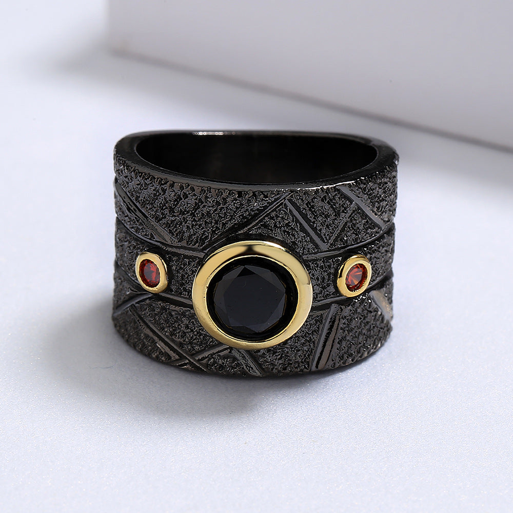 New Geometric Black Retro Baroque Party Ring