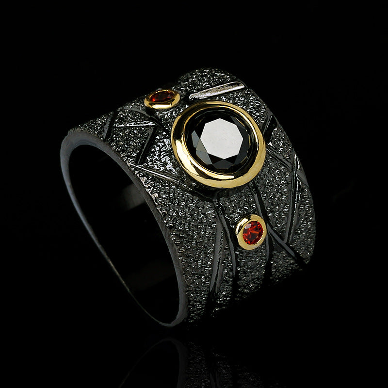 New Geometric Black Retro Baroque Party Ring