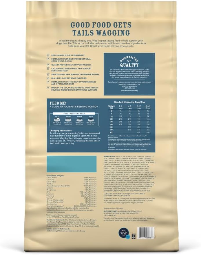 Wag Dry Dog Food with Salmon and Brown Rice, 30 lb Bag