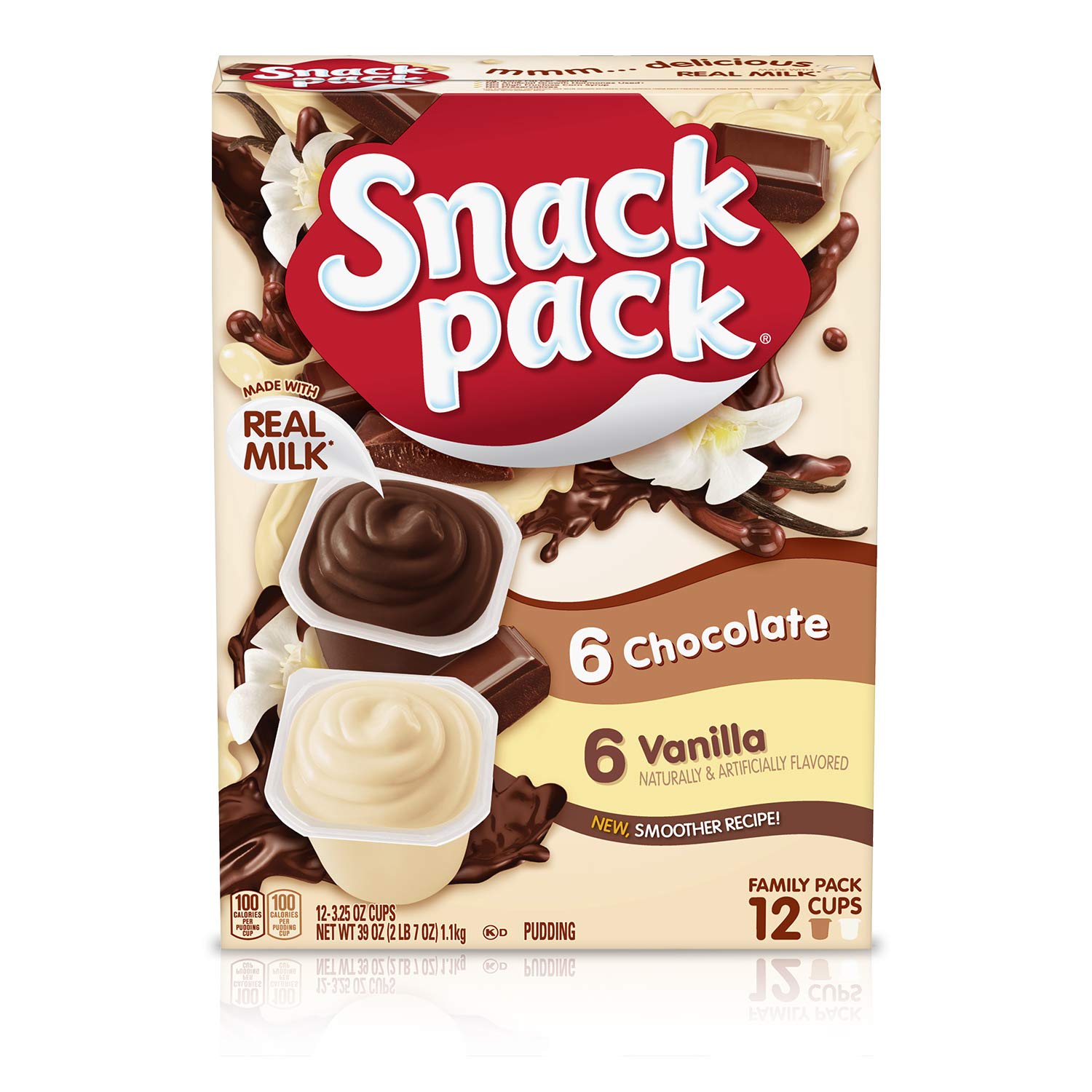 Family Pack of 12 Chocolate and Vanilla Flavored Pudding Cups by Snack Pack