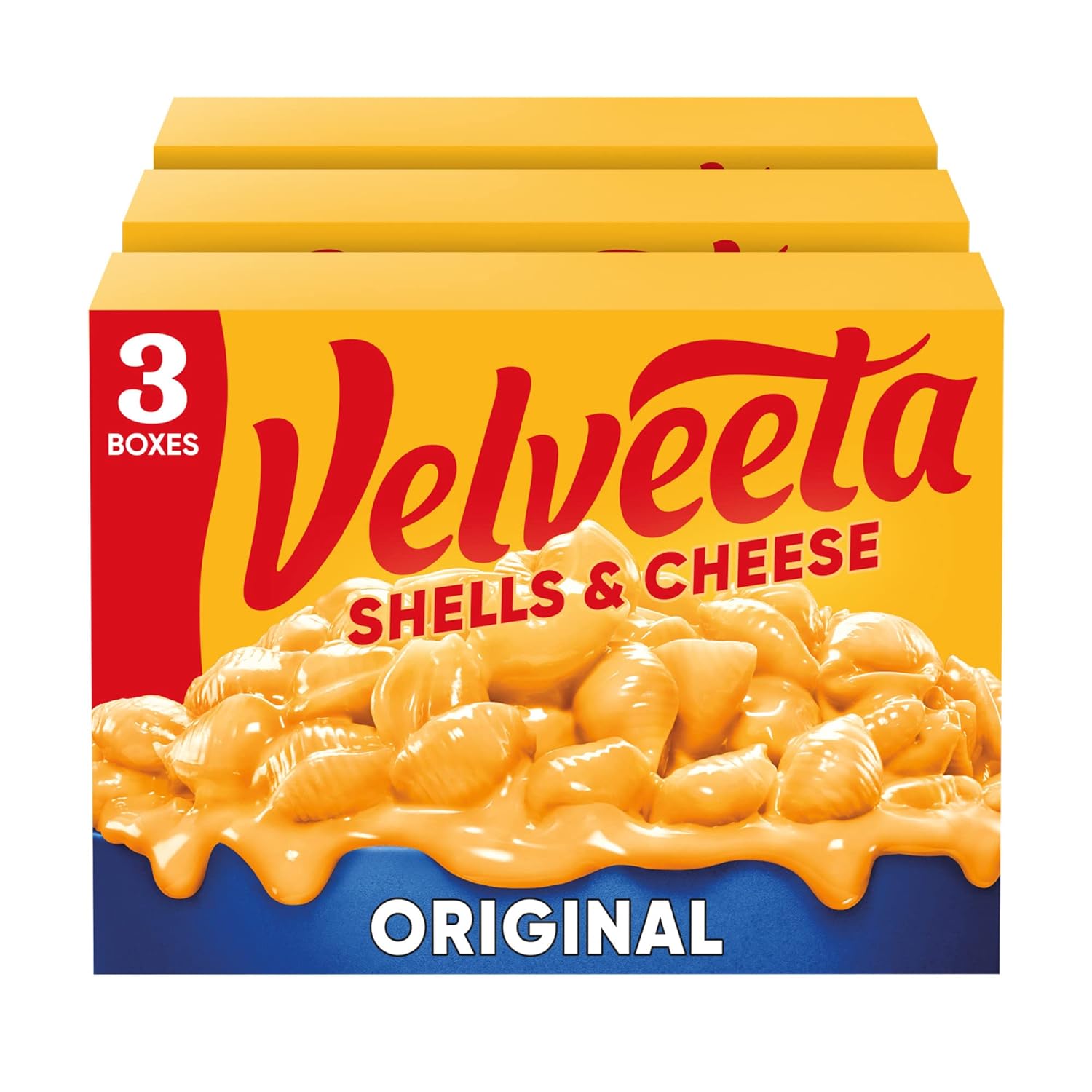 Velveeta Shells & Cheese: Original Shell Pasta & Cheese Sauce Meal, 3-Pack (12 oz Boxes)