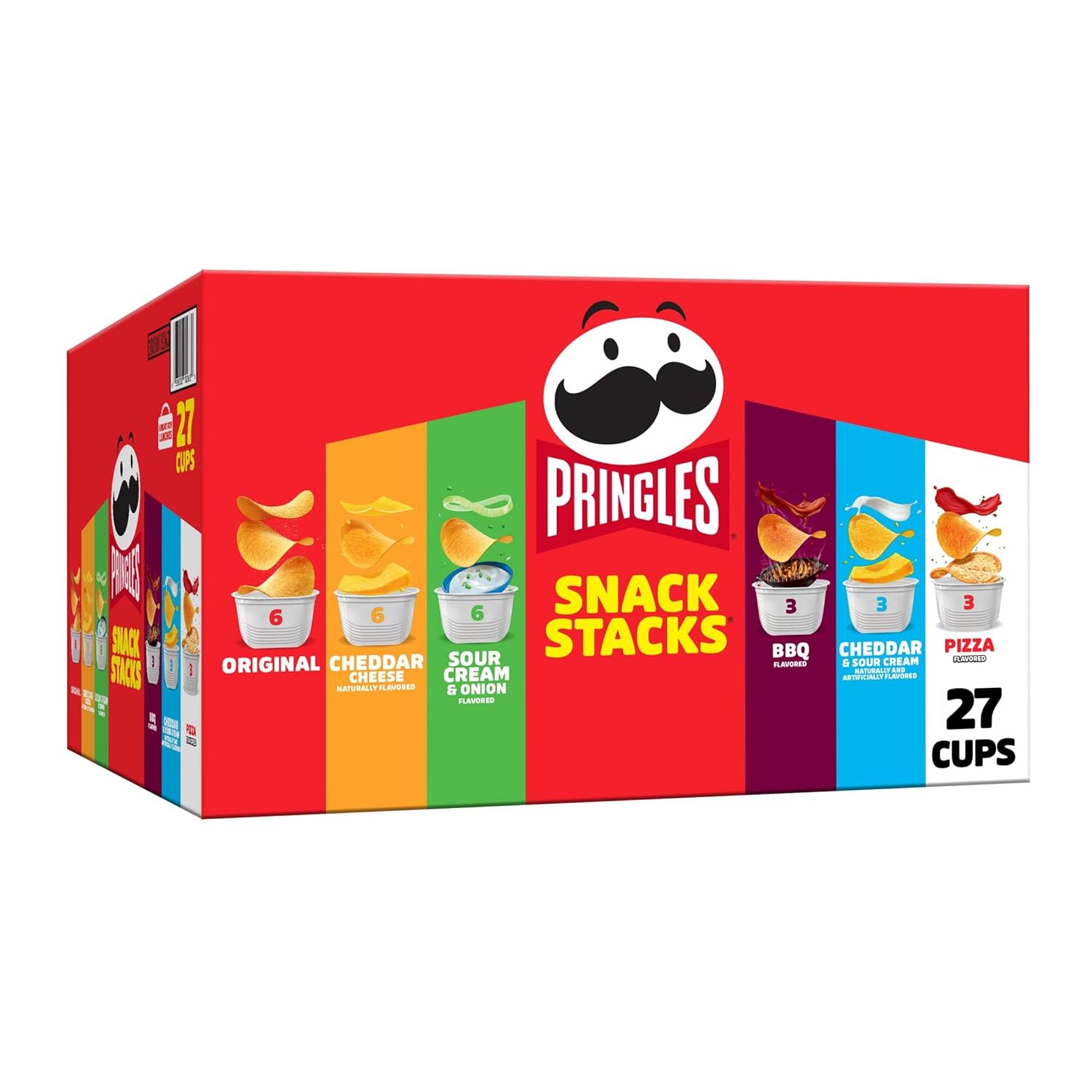 Assorted  6 Flavors Pringles Potato Crisps: Snack Stacks for Lunch, Office, and Kids - Variety Pack (27 Cups)