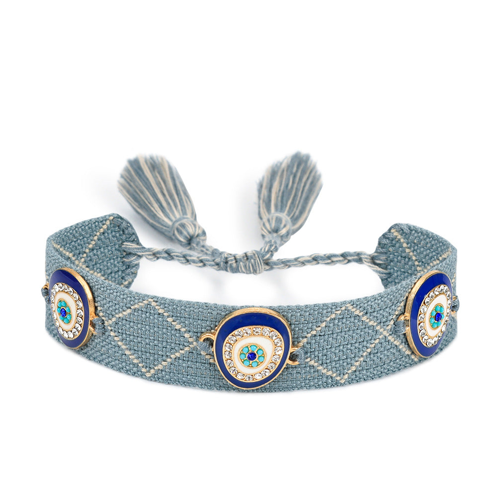 Lucky Blue Eyes Trendy Woven Bracelet