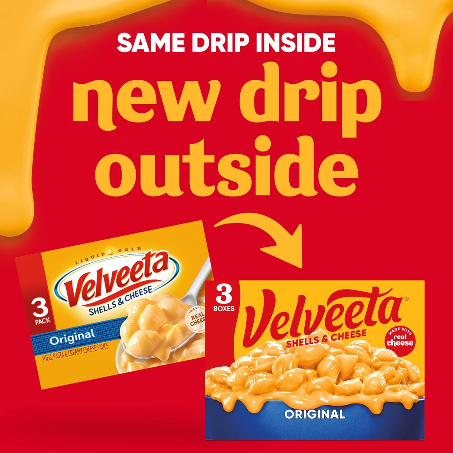 Velveeta Shells & Cheese: Original Shell Pasta & Cheese Sauce Meal, 3-Pack (12 oz Boxes)