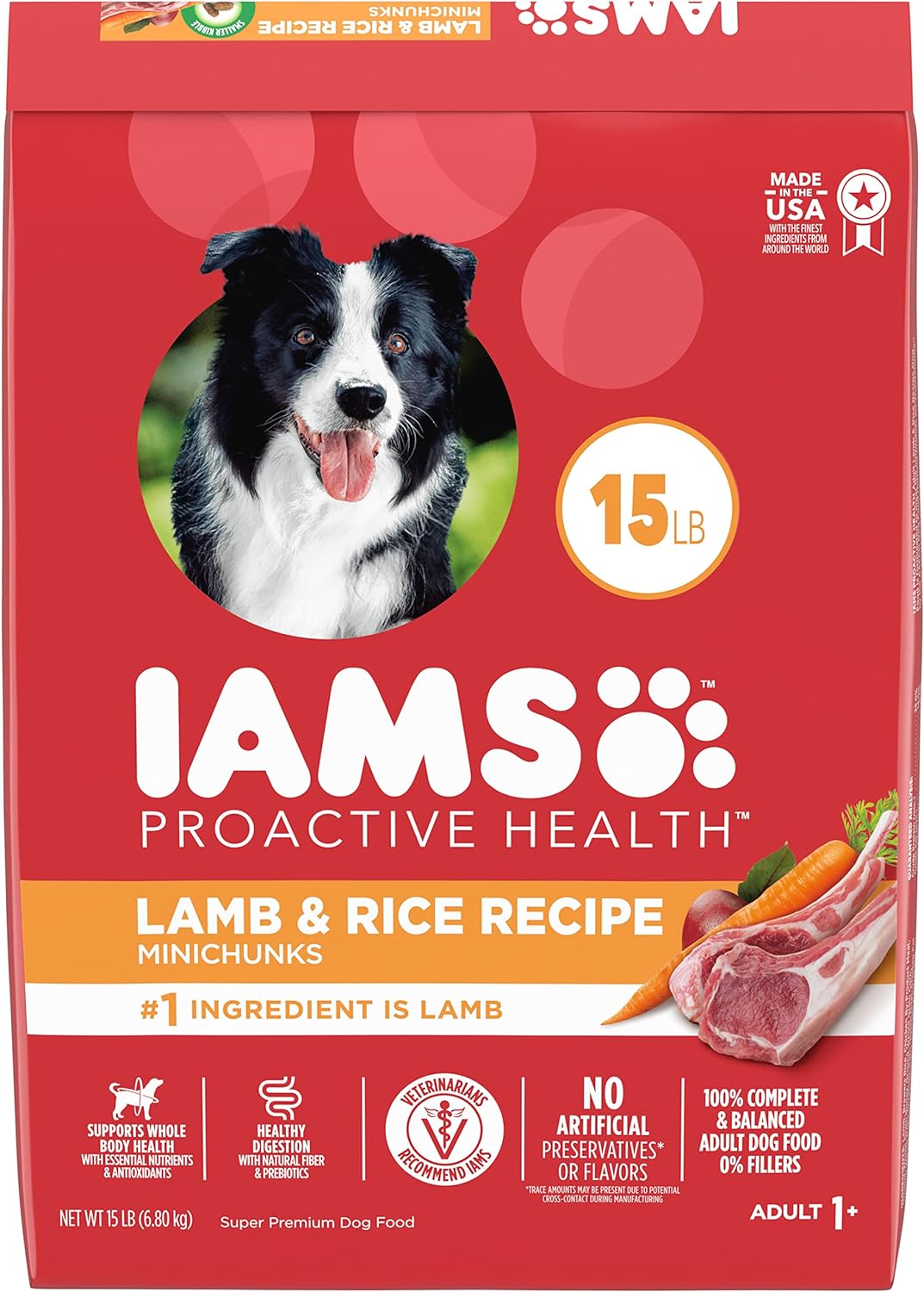 IAMS Minichunks Adult Lamb & Rice Recipe Dry Dog Food - 15 lb Bag