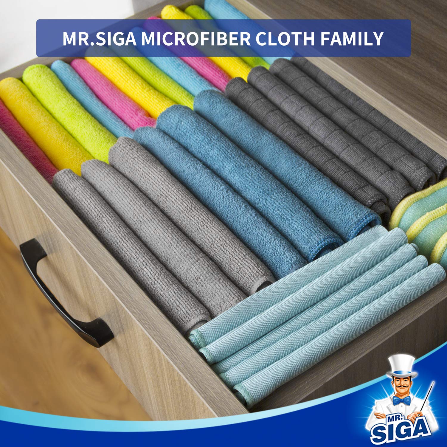 MR.SIGA Microfiber Cleaning Cloth,Pack of 12,Size:12.6" x 12.6"