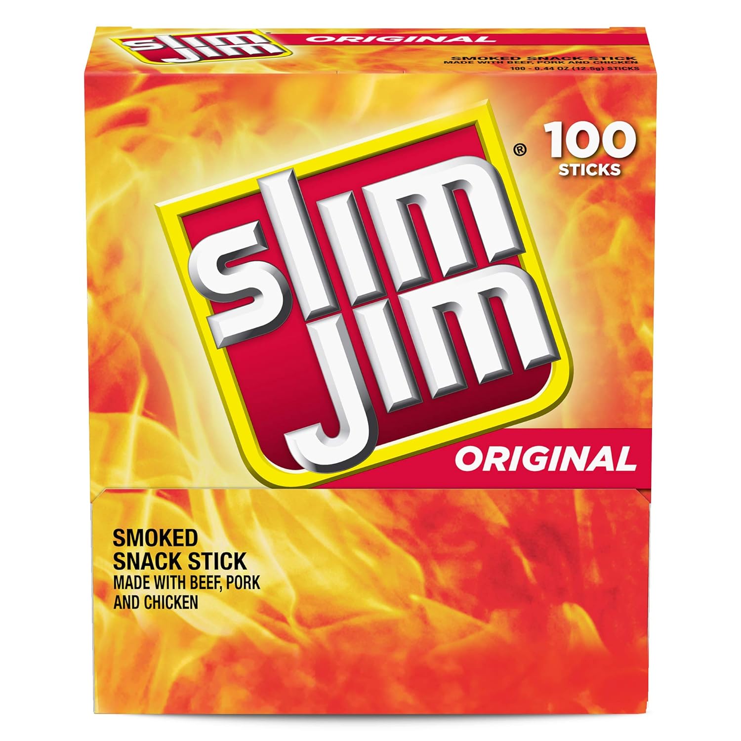 Original Smoked Meat Sticks by Slim Jim: Keto-Friendly, 44 oz. Box with 100 Sticks