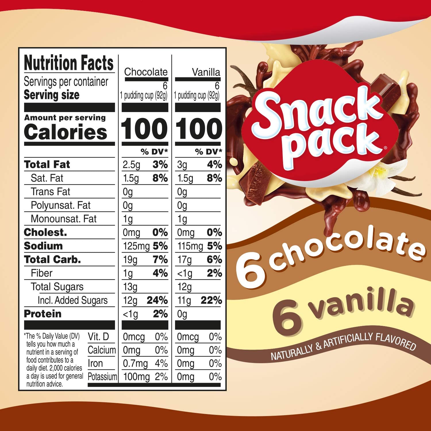 Family Pack of 12 Chocolate and Vanilla Flavored Pudding Cups by Snack Pack