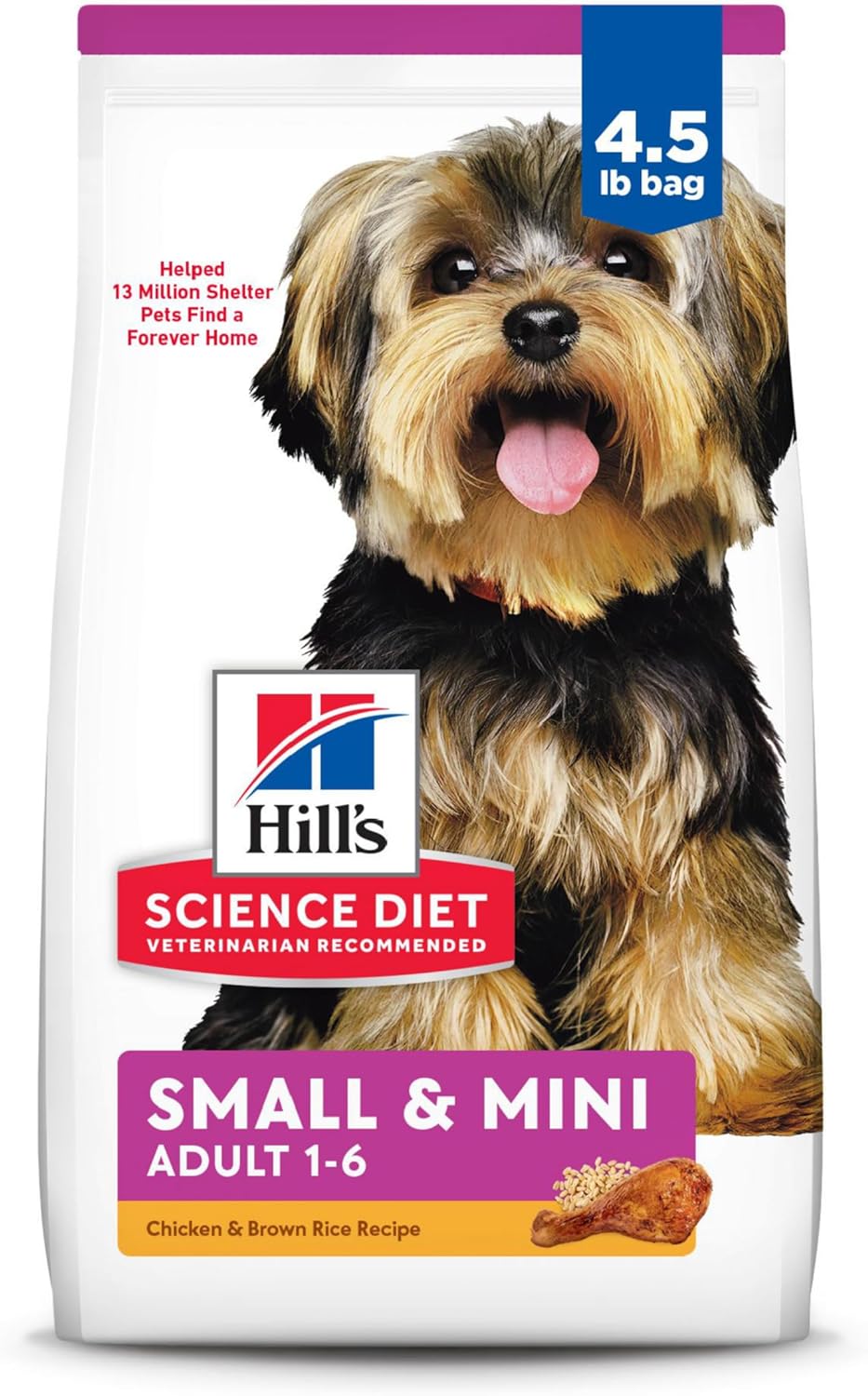 Hill's Science Diet Dry Dog Food for Adult Small & Mini Breeds - Chicken Meal & Rice, 4.5 lb Bag