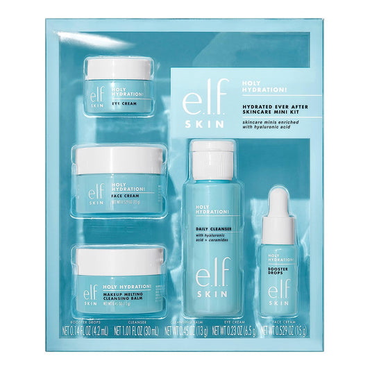 e.l.f. SKIN Hydrated Ever After: Mini Skincare Kit with Cleanser, Makeup Remover, Moisturizer & Eye Cream - Perfect for Hydrated Skin Anywhere, Travel-Size Friendly