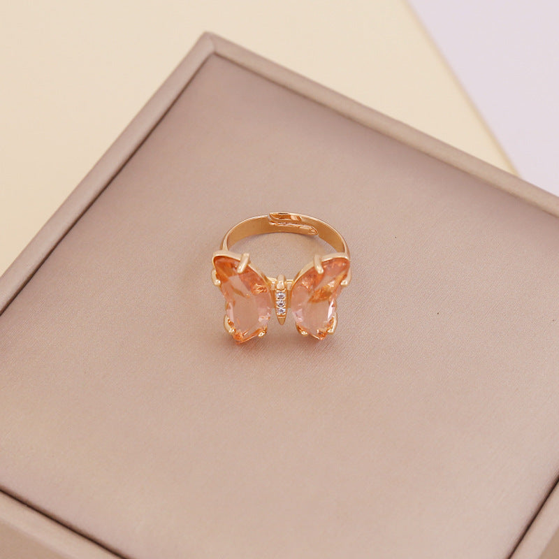 Zircon Butterfly Adjustable Ring For Women