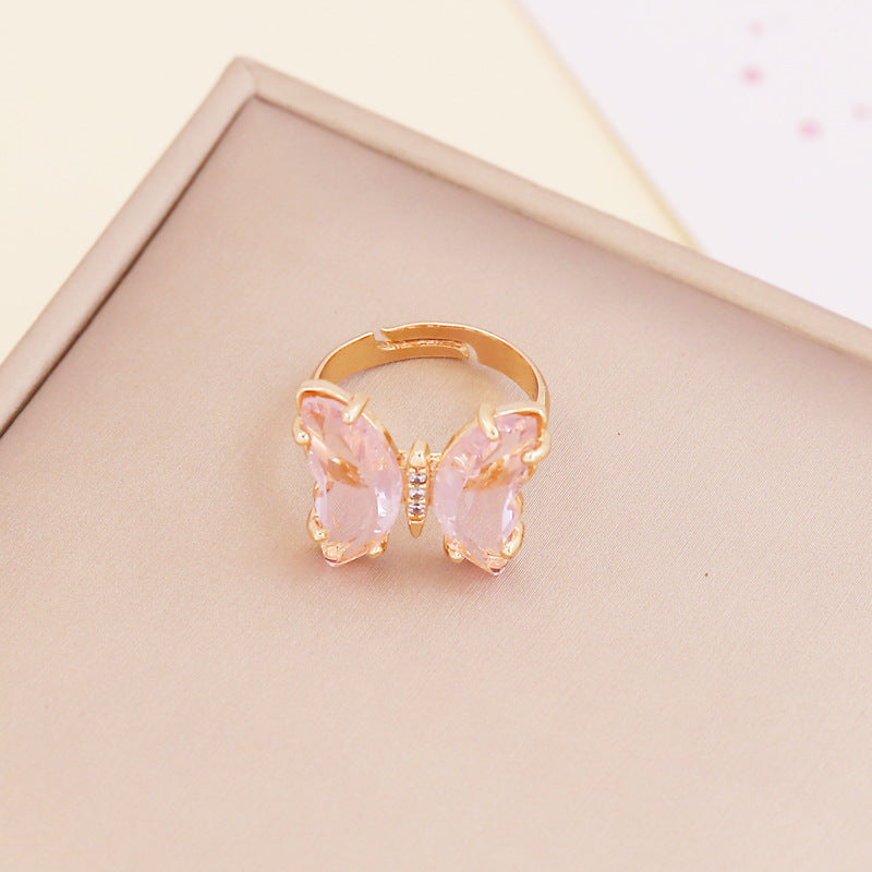 Zircon Butterfly Adjustable Ring For Women