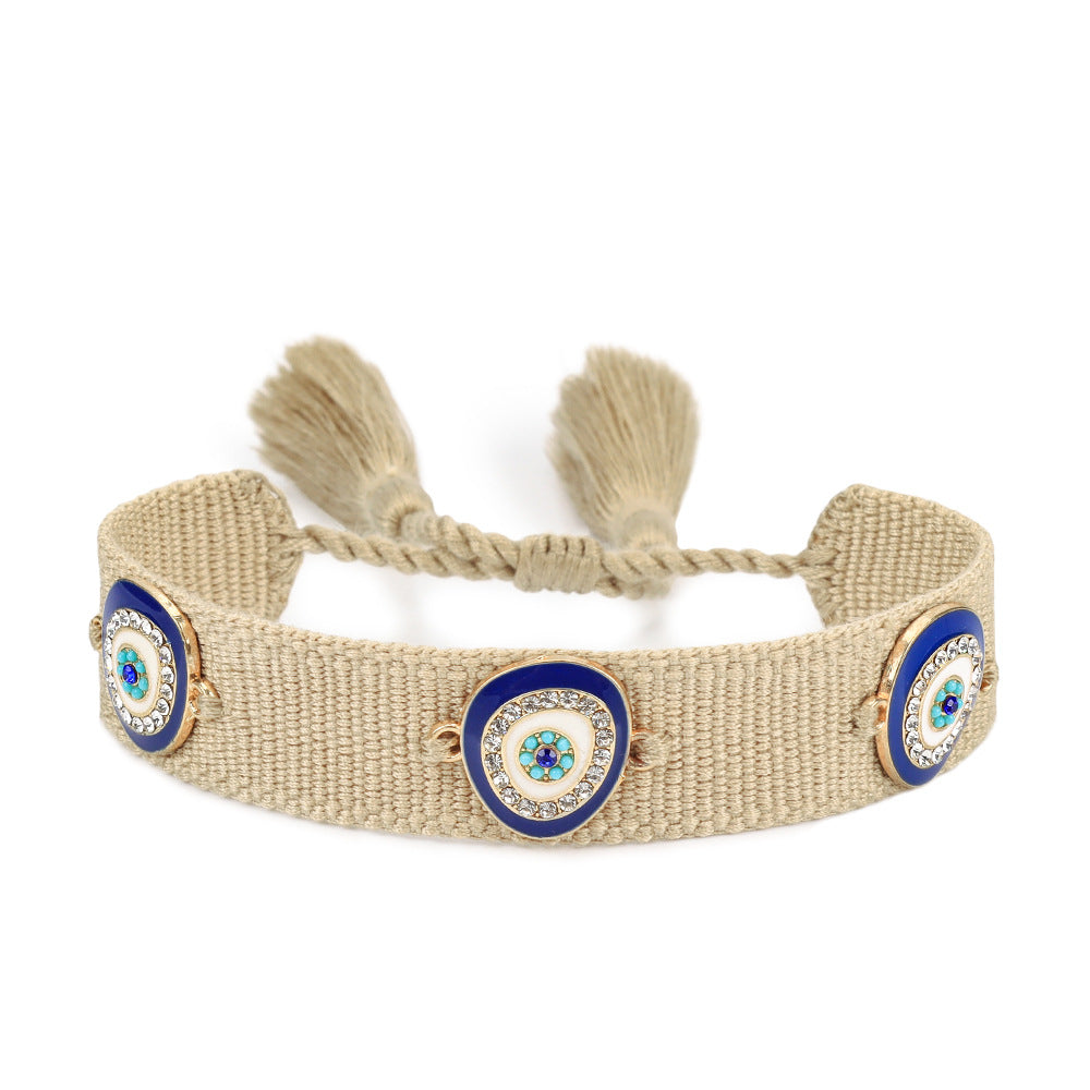 Lucky Blue Eyes Trendy Woven Bracelet