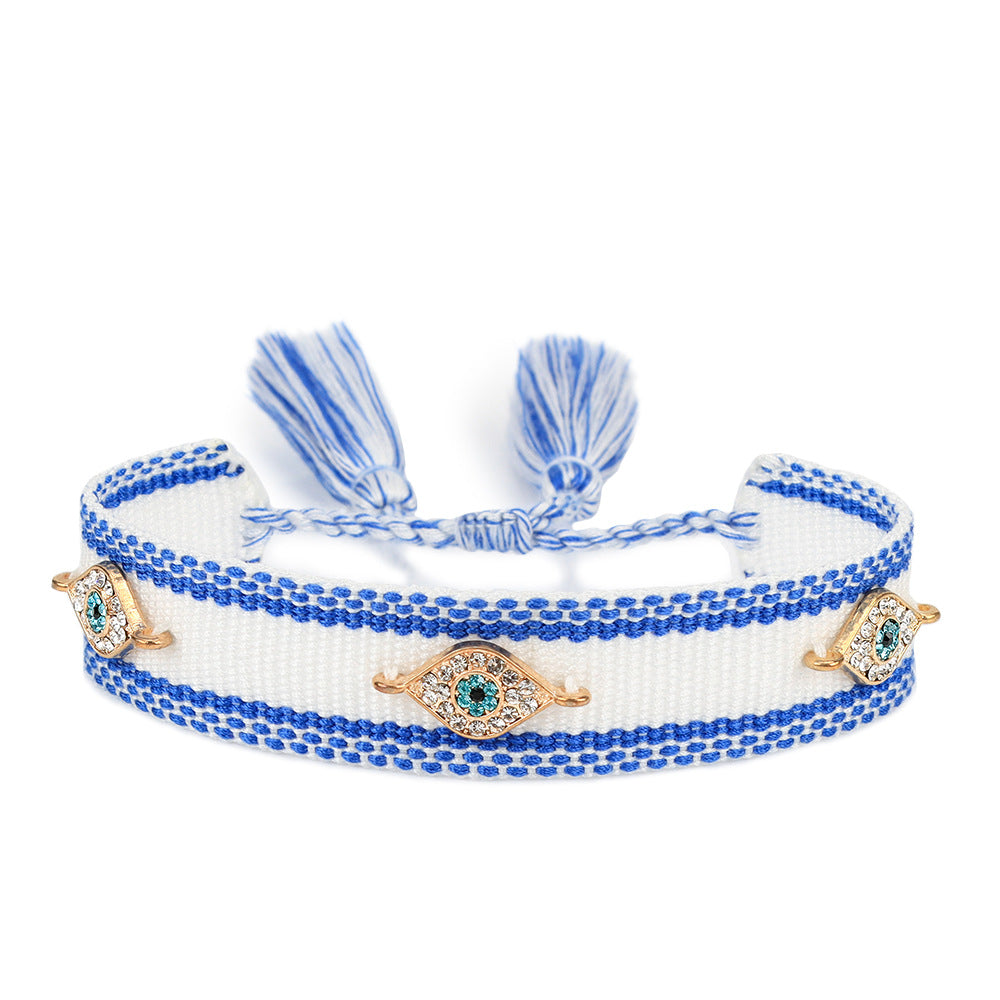 Lucky Blue Eyes Trendy Woven Bracelet