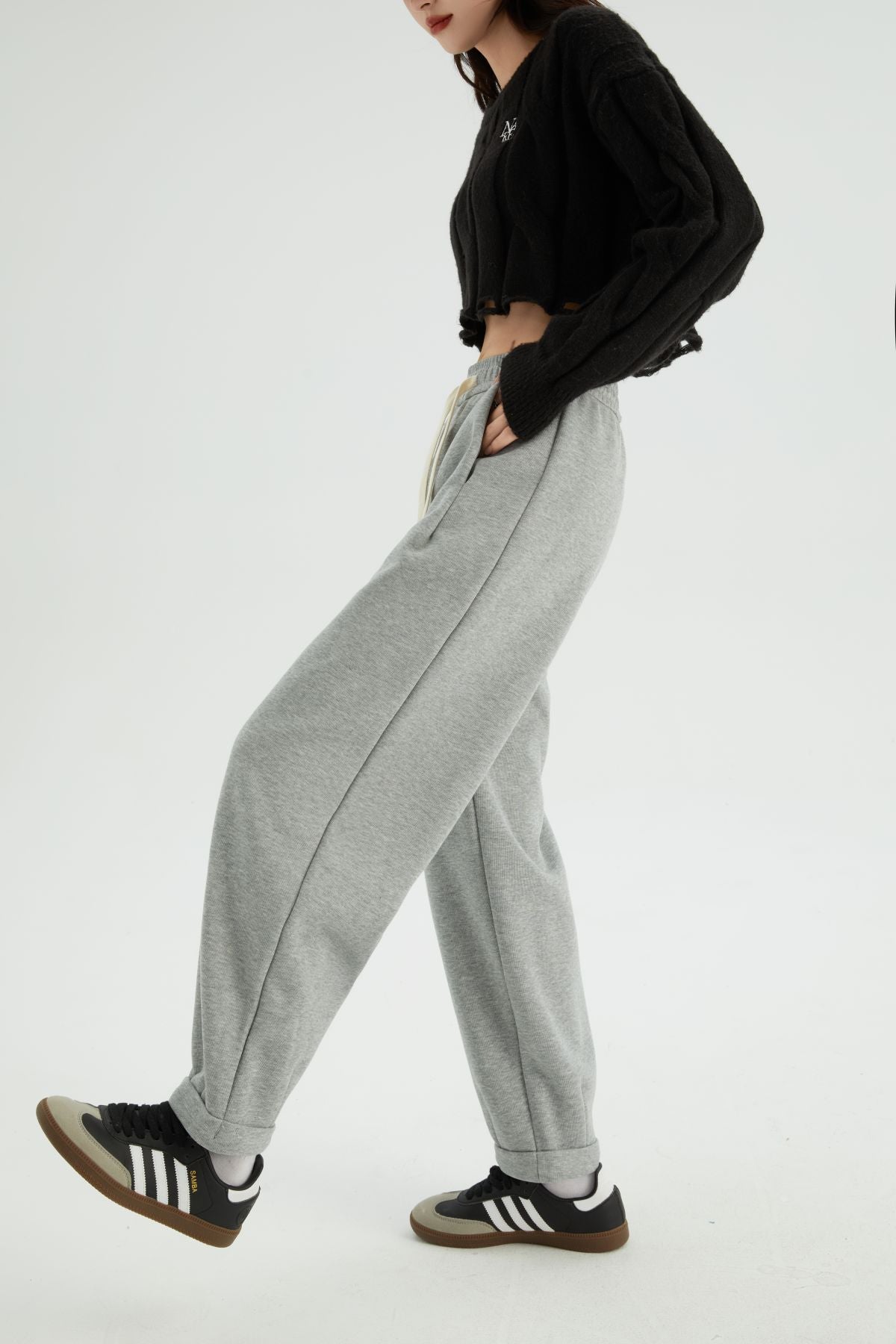 Loose Cropped Flanging Casual Pants