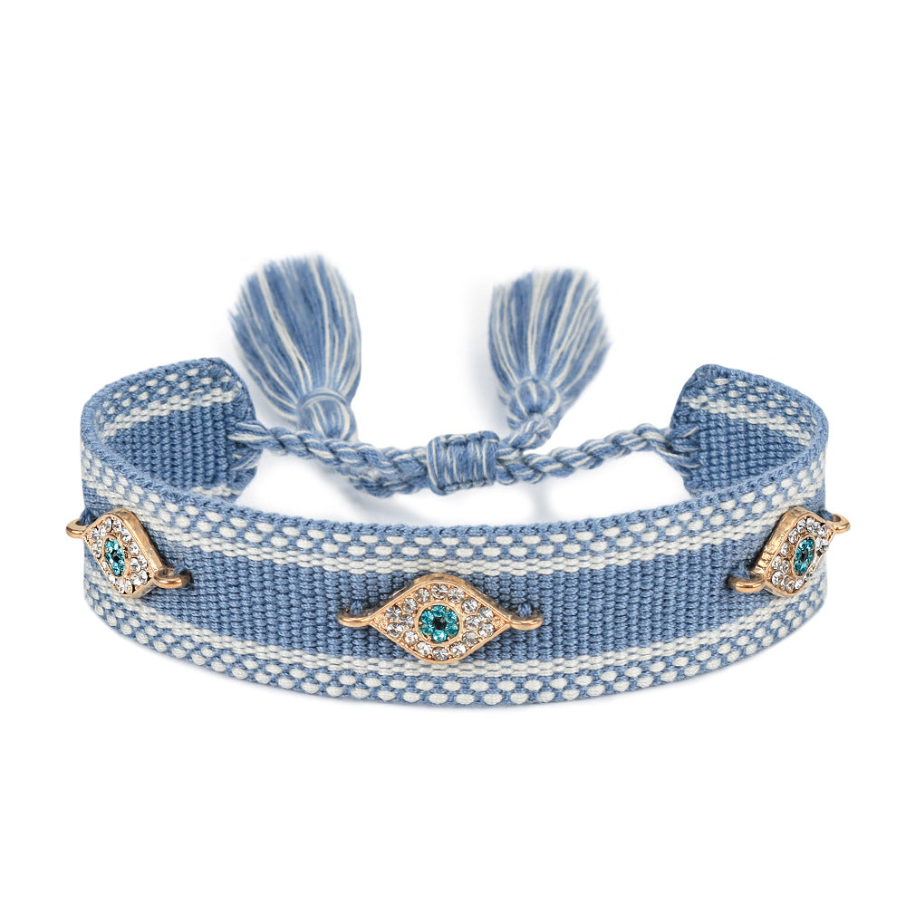 Lucky Blue Eyes Trendy Woven Bracelet