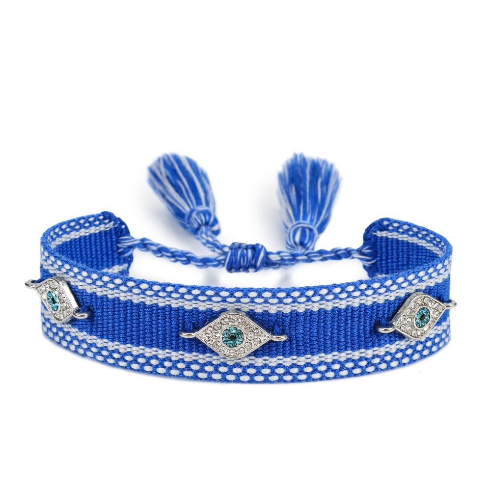 Lucky Blue Eyes Trendy Woven Bracelet