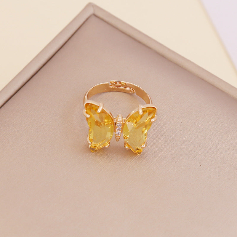 Zircon Butterfly Adjustable Ring For Women