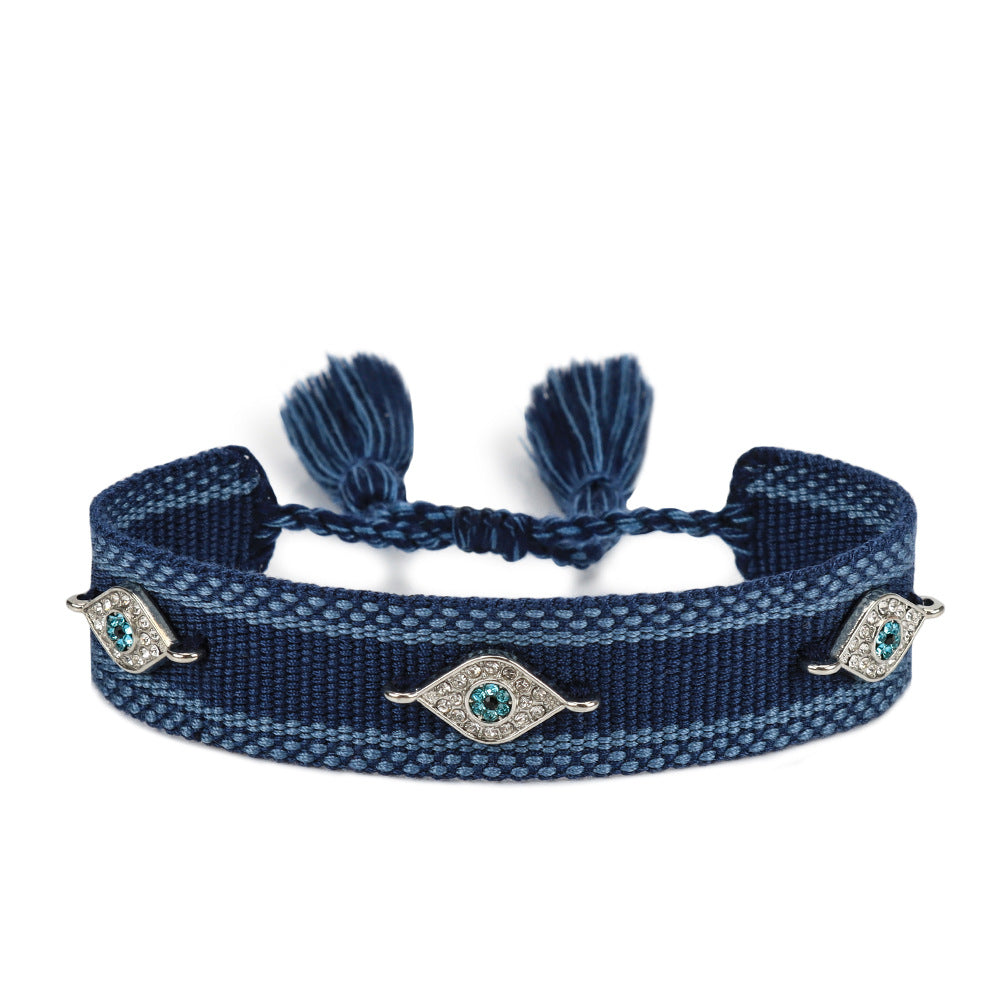 Lucky Blue Eyes Trendy Woven Bracelet