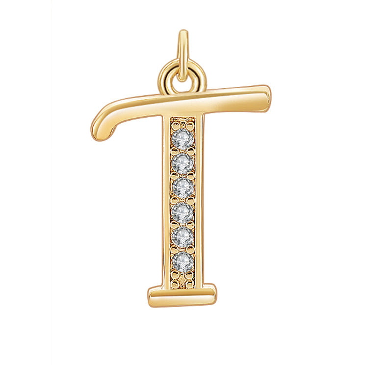 Creative Diamond-embedded Capital 26 English Letter Pendant Necklace Bracelet