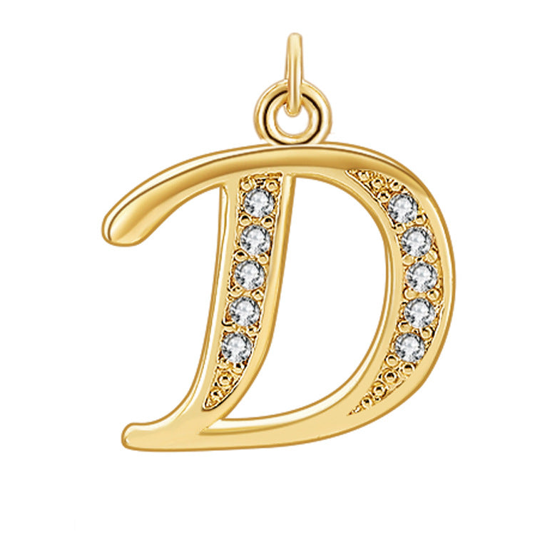 Creative Diamond-embedded Capital 26 English Letter Pendant Necklace Bracelet