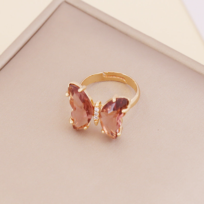 Zircon Butterfly Adjustable Ring For Women