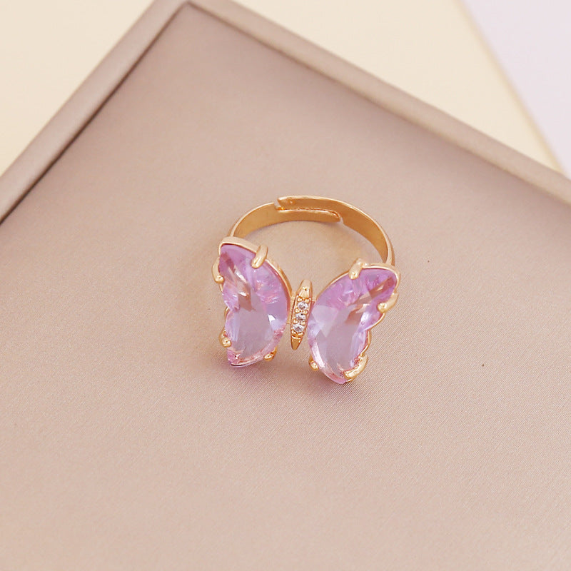 Zircon Butterfly Adjustable Ring For Women