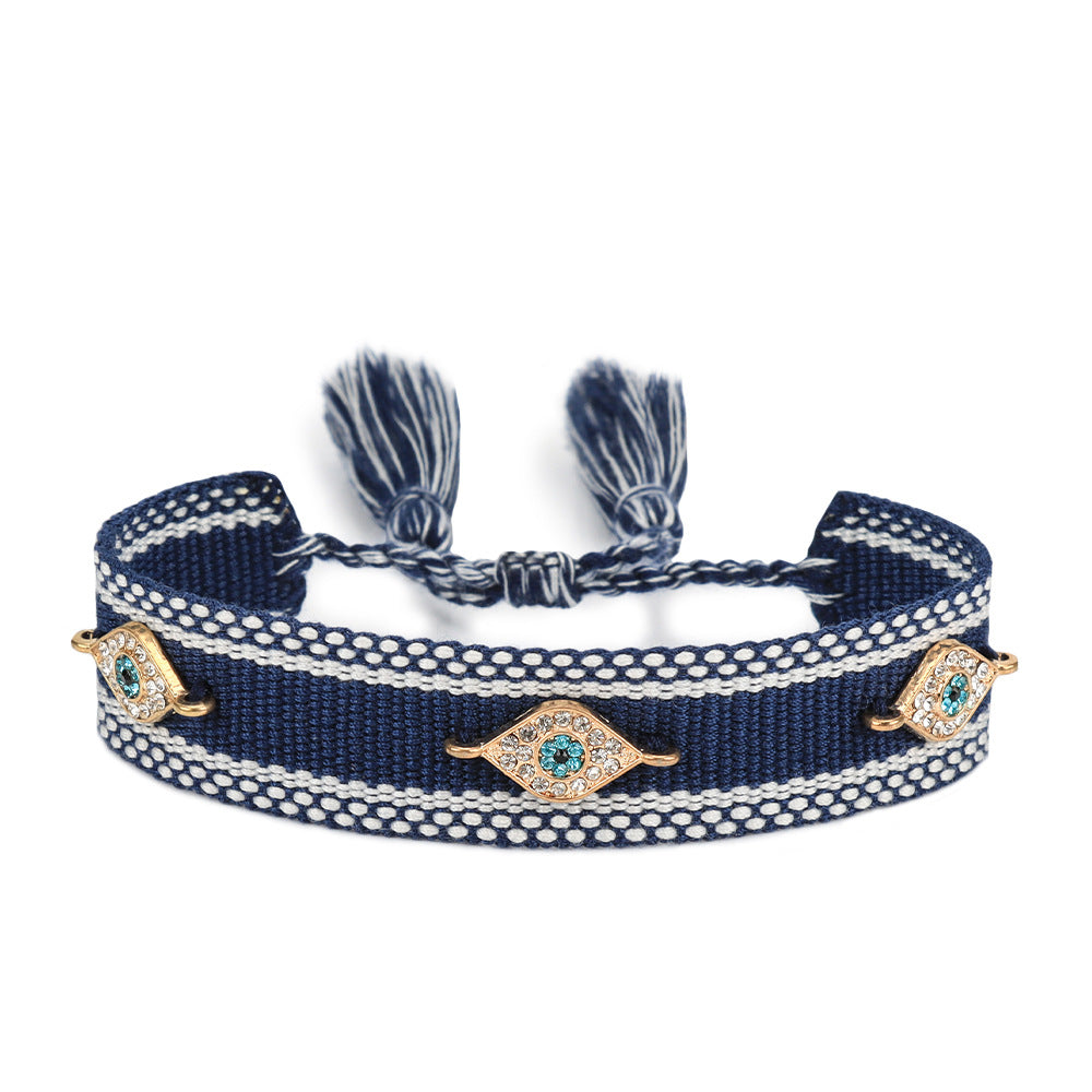 Lucky Blue Eyes Trendy Woven Bracelet