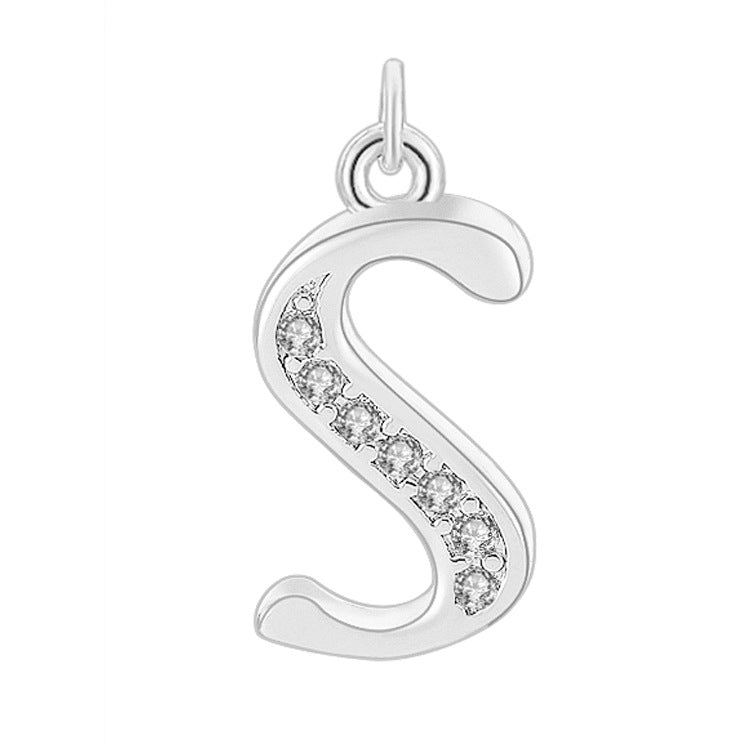 Creative Diamond-embedded Capital 26 English Letter Pendant Necklace Bracelet