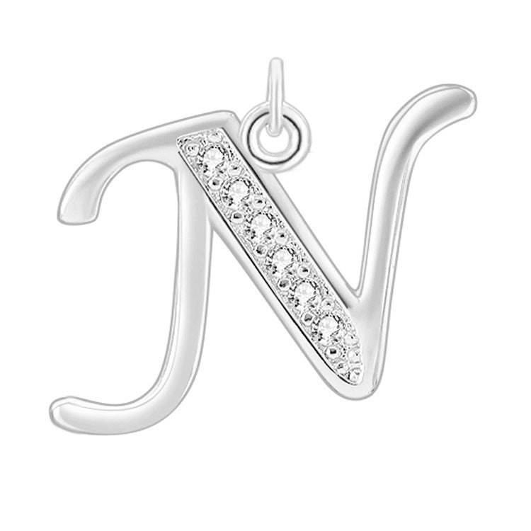 Creative Diamond-embedded Capital 26 English Letter Pendant Necklace Bracelet