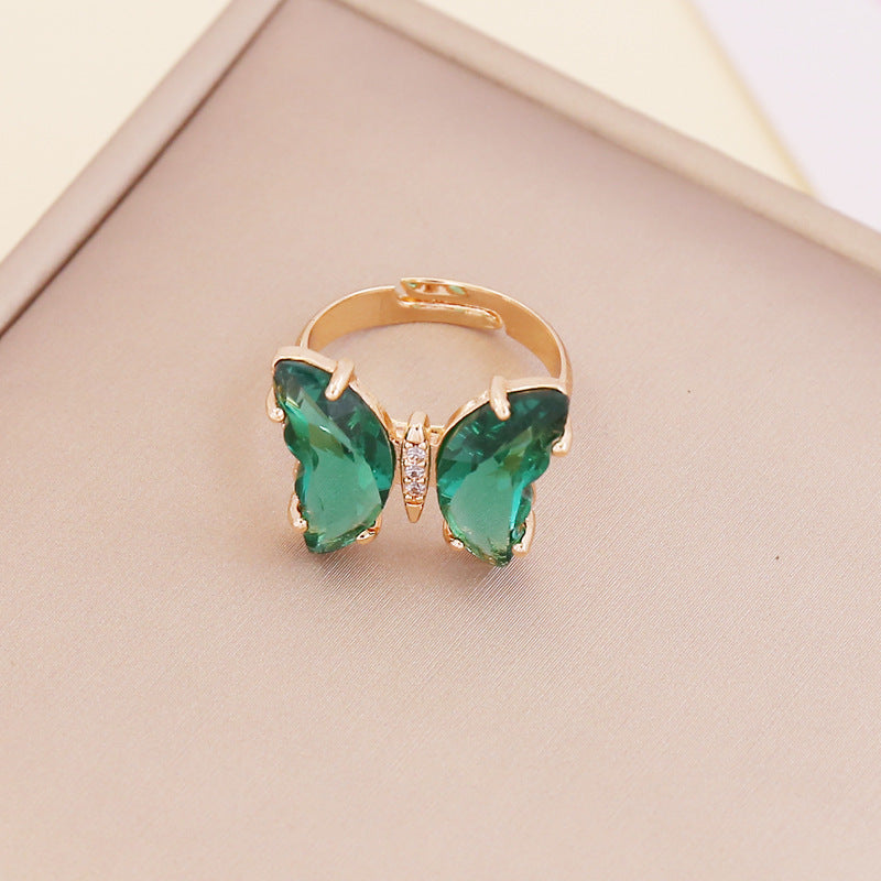 Zircon Butterfly Adjustable Ring For Women