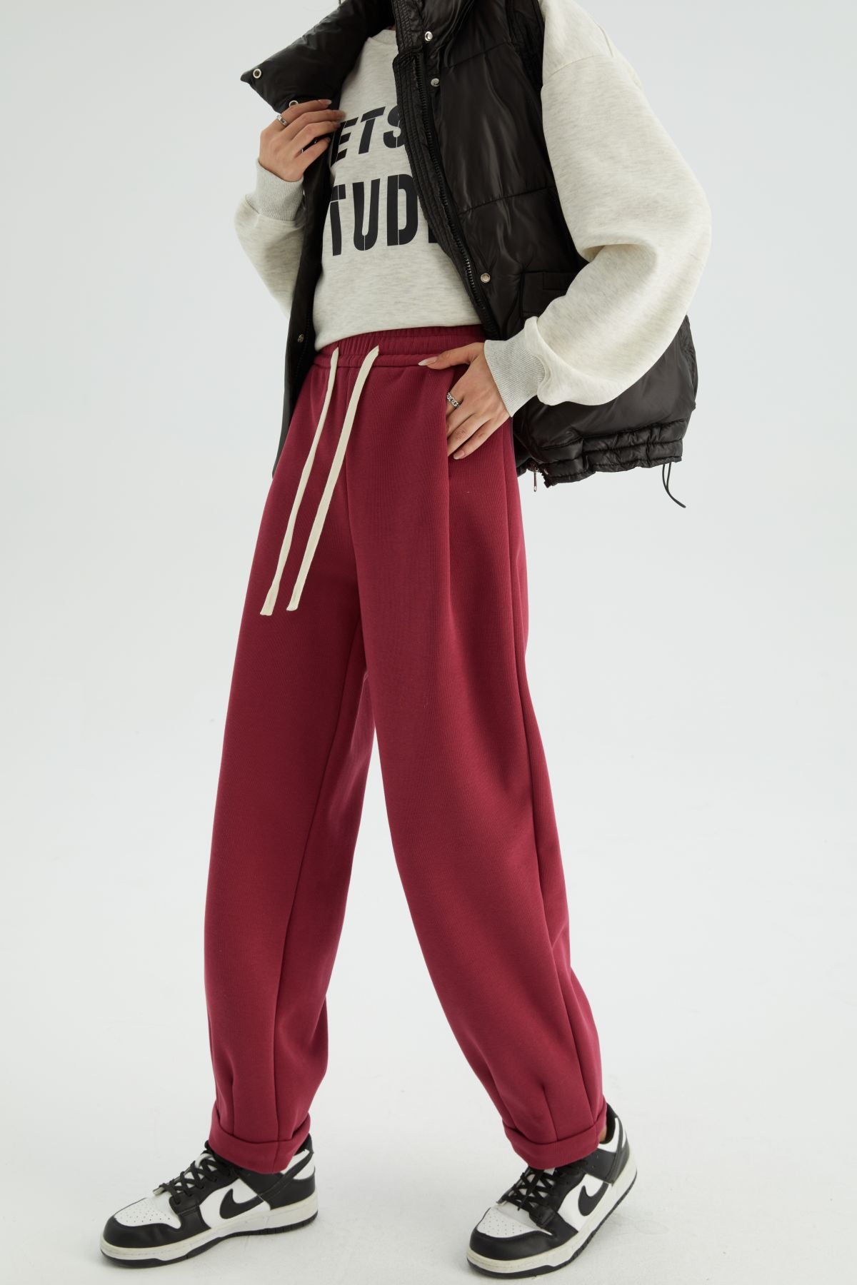 Loose Cropped Flanging Casual Pants