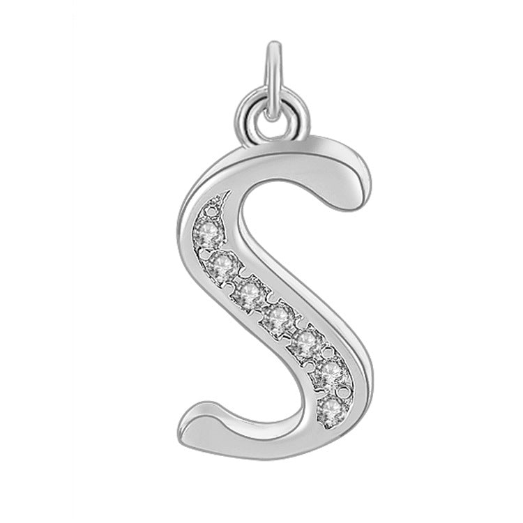 Creative Diamond-embedded Capital 26 English Letter Pendant Necklace Bracelet