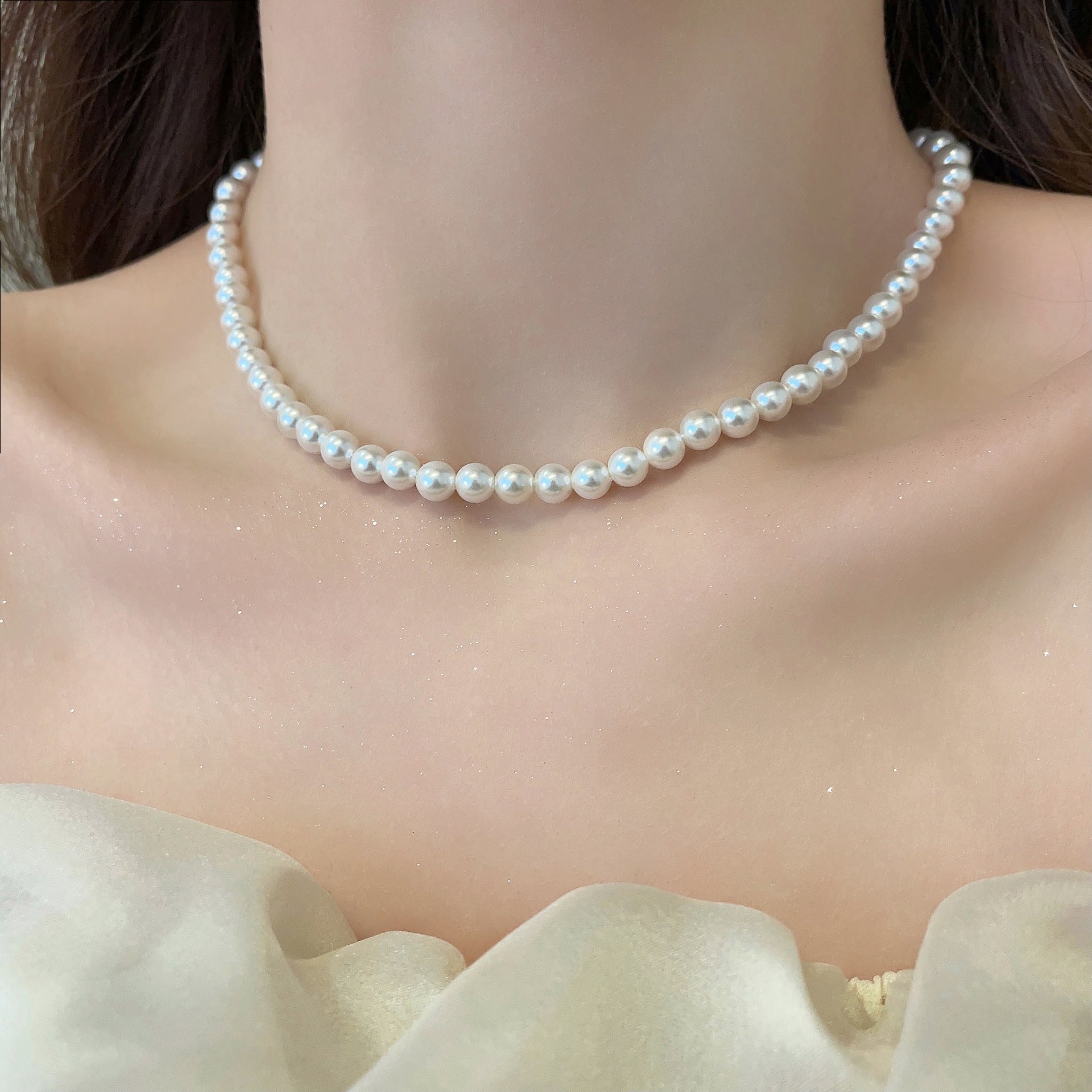 Women's Glass Imitation Pearl Clavicle Chain Accessories