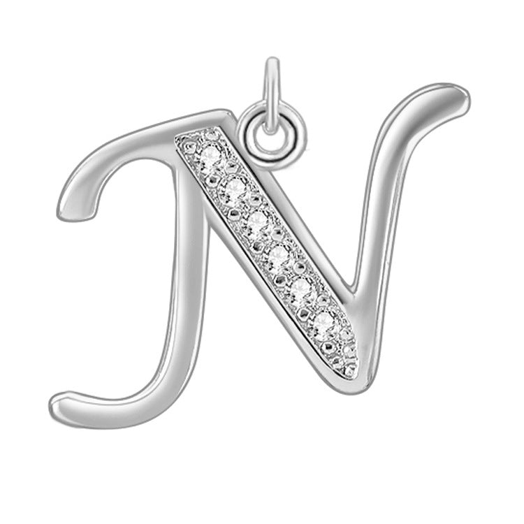 Creative Diamond-embedded Capital 26 English Letter Pendant Necklace Bracelet