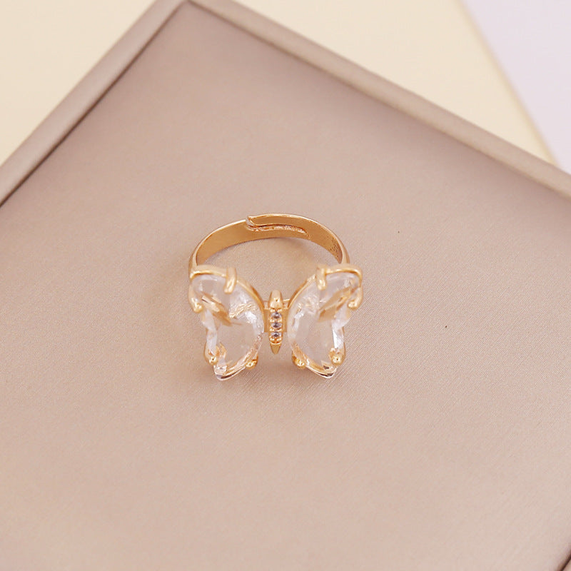 Zircon Butterfly Adjustable Ring For Women