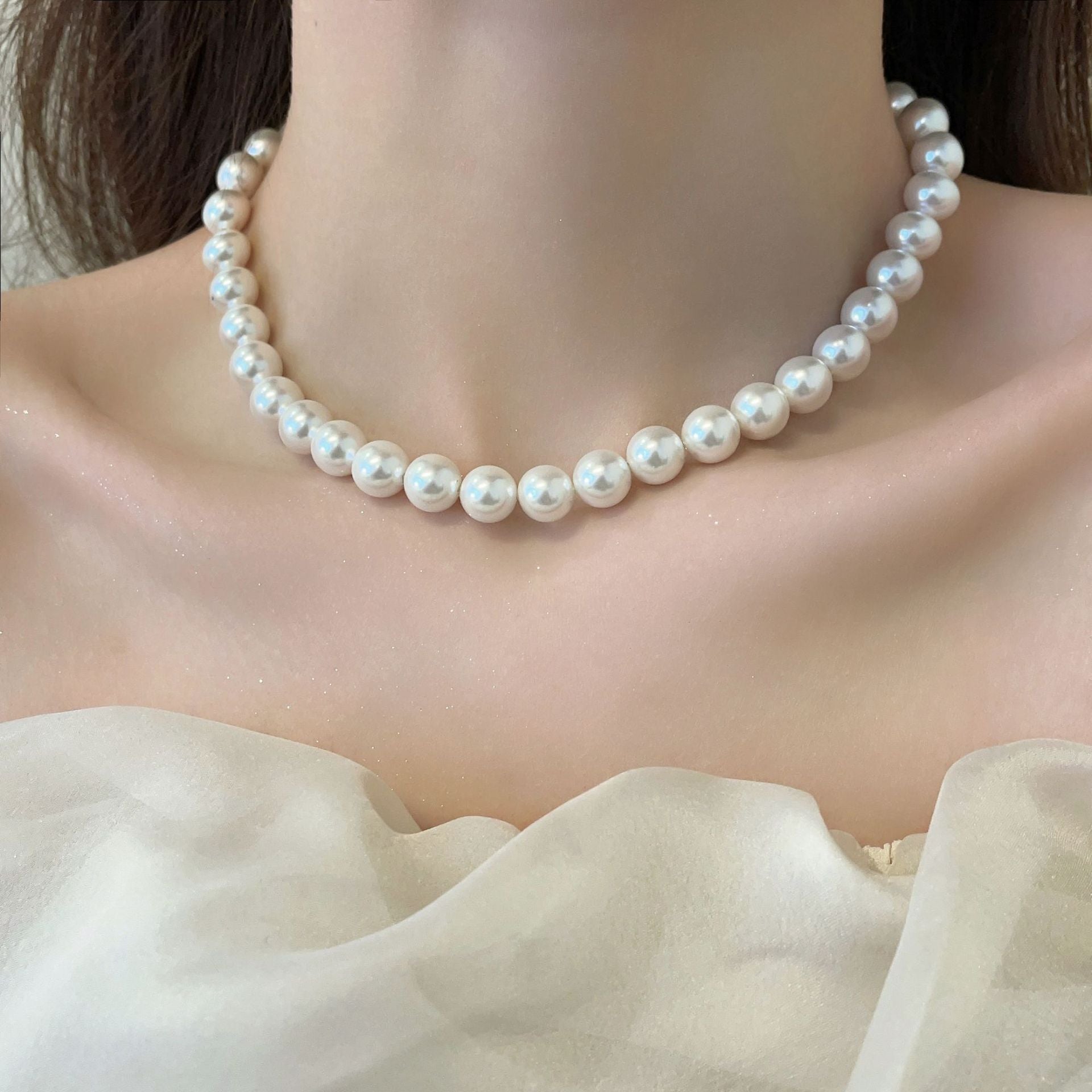 Women's Glass Imitation Pearl Clavicle Chain Accessories