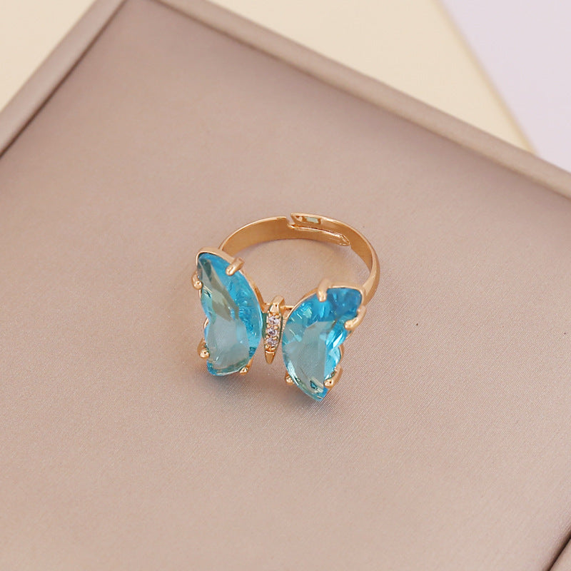 Zircon Butterfly Adjustable Ring For Women