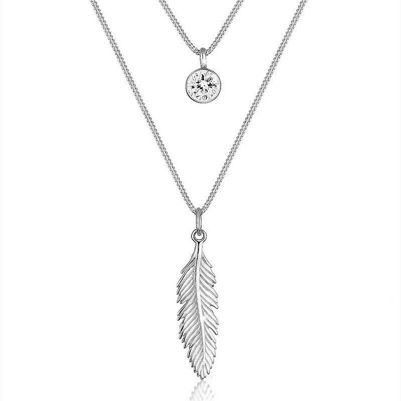 Women's Bohemian Vintage Feather Pendant Necklace